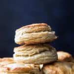 A stack of flaky buttermilk biscuits