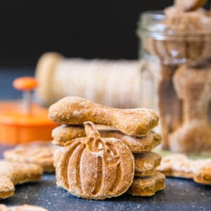 Pumpkin Dog Treats in shapes of pumpkins and dog bones