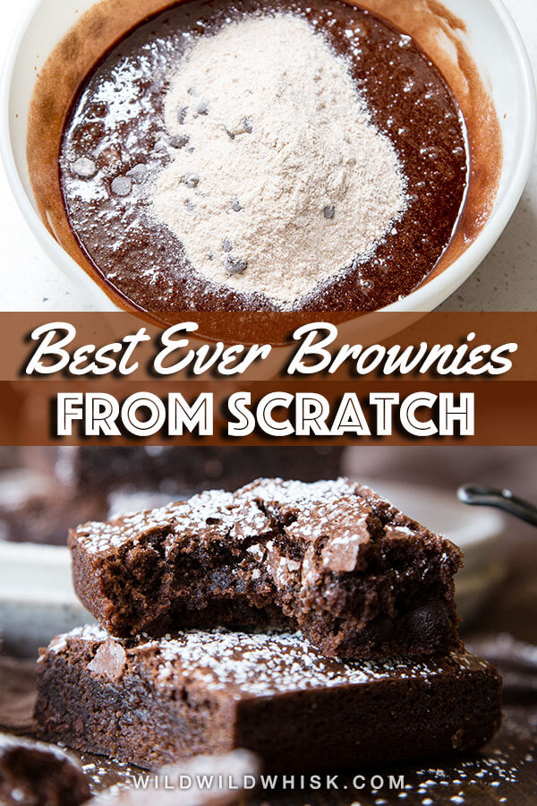 What makes these homemade brownies the best brownies ever? They are soft, yet chewy, extremely chocolaty, and just out of this world delicious. #wildwildwhisk #homemadebrownies