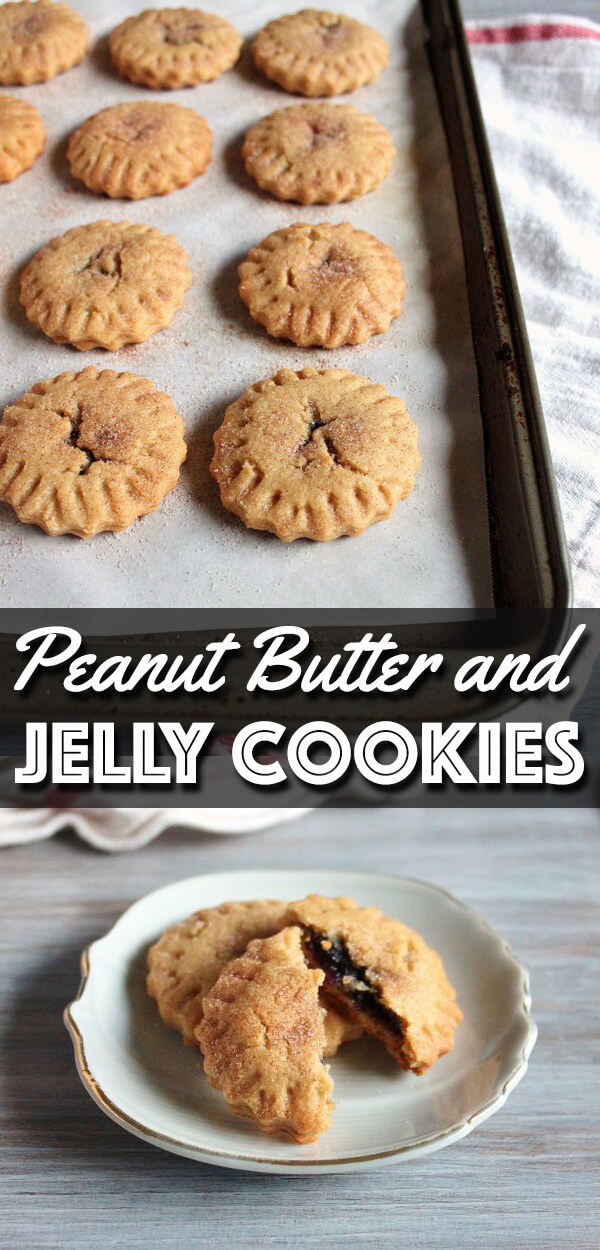 Trade your PB&J sandwich for these Peanut Butter and Jelly Cookies. Peanut butter cookies filled with your favorite jelly, they are perfect for an afternoon snack to curb your sweet and salty craving. | wildwildwhisk.com #peanutbutter #jelly #cookies Trade your PB&J sandwich for these Peanut Butter and Jelly Cookies. Peanut butter cookies filled with your favorite jelly, they are perfect for an afternoon snack to curb your sweet and salty craving. | wildwildwhisk.com #peanutbutter #jelly #cookies