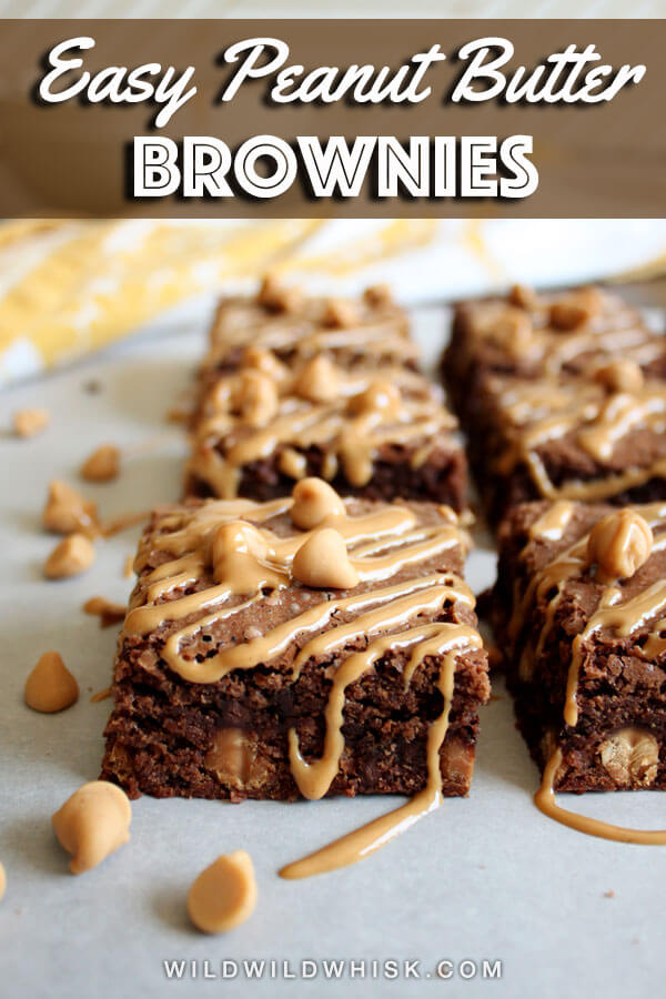 Pin image of peanut butter brownies