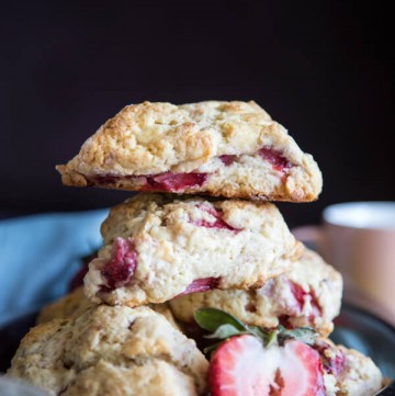 A stack of strawberry scones