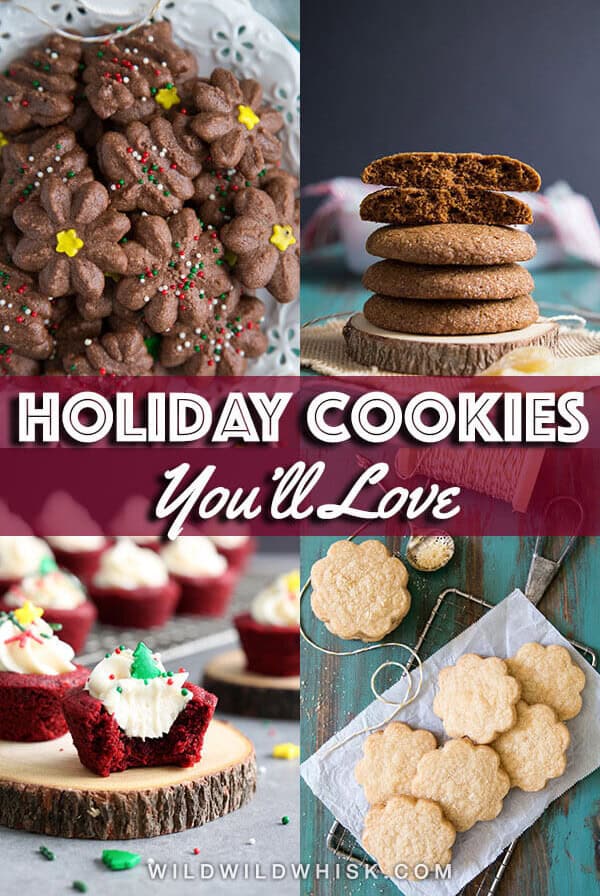 A collage of holiday cookie photos