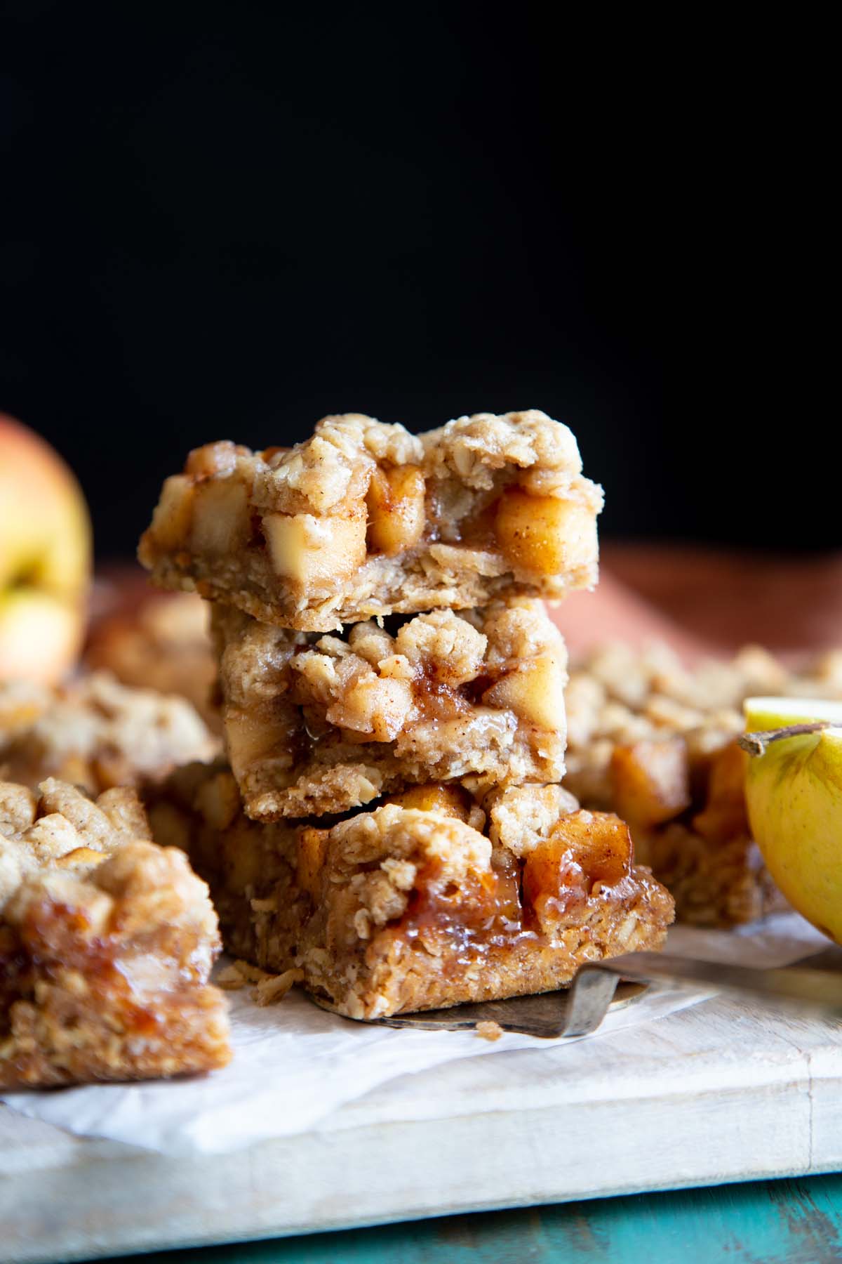A stack of apple pie oatmeal bars