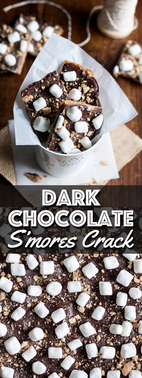 Dark Chocolate S’mores Crack is an easy Graham cracker toffee recipe that you can whip up in just minutes. Enjoy this version of S'mores without having to light a camp fire! #SundaySupper | wildwildwhisk.com