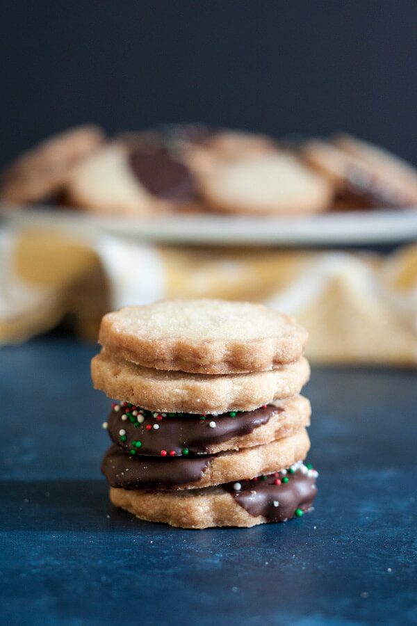 A stack of shortbread cookies