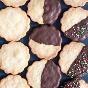 Shortbread cookies laying flat on a table top