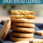 A tall stack of shortbread cookies.