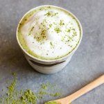 Homemade Matcha Green Tea Latte with plenty of milk foam