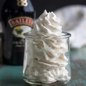 Homemade Baileys Irish cream whipped cream in a jar.