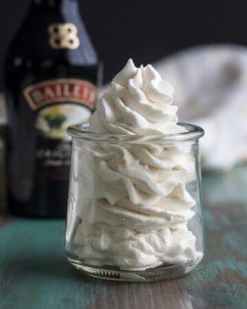 Homemade Baileys Irish cream whipped cream in a jar.
