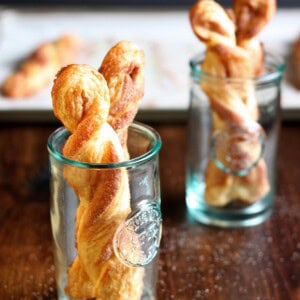 Cinnamon twists in glasses.