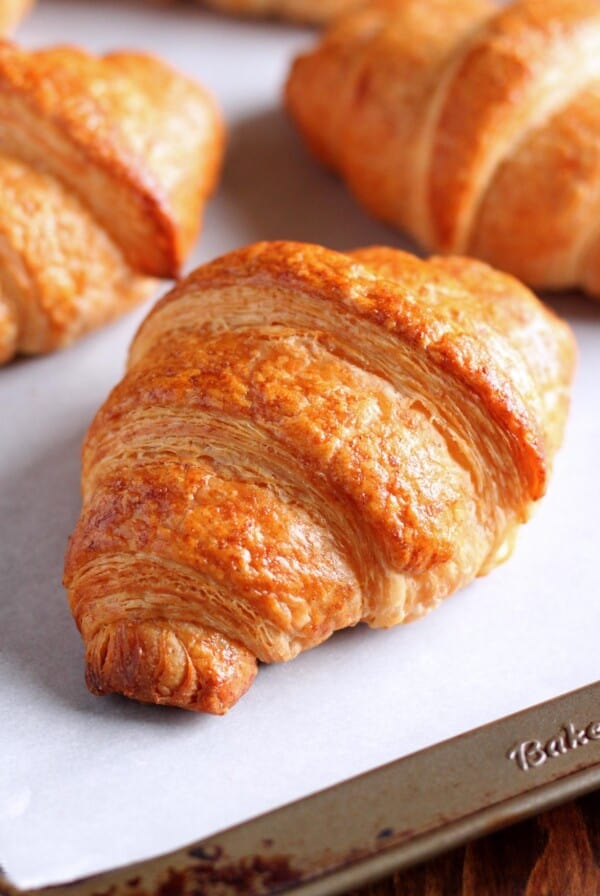 My French croissant recipe after baking.