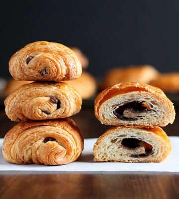 Chocolate Croissants and inside texture