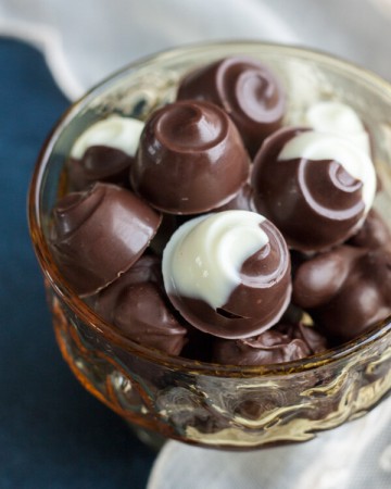 Chocolate Covered Macadamia Nuts in a nut bowl