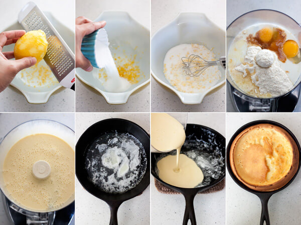 Process photos for making Lemon Dutch Baby