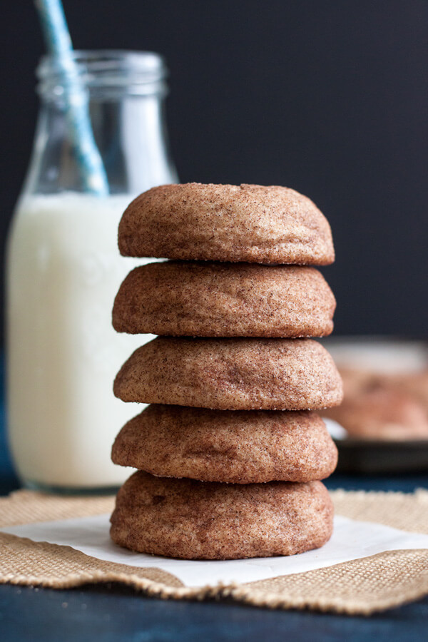 A tall stack of Snickerdoodle cookies