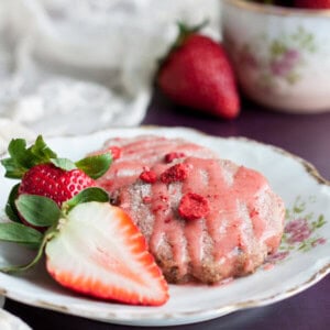 Strawberry Shortbread Cookies on a plate