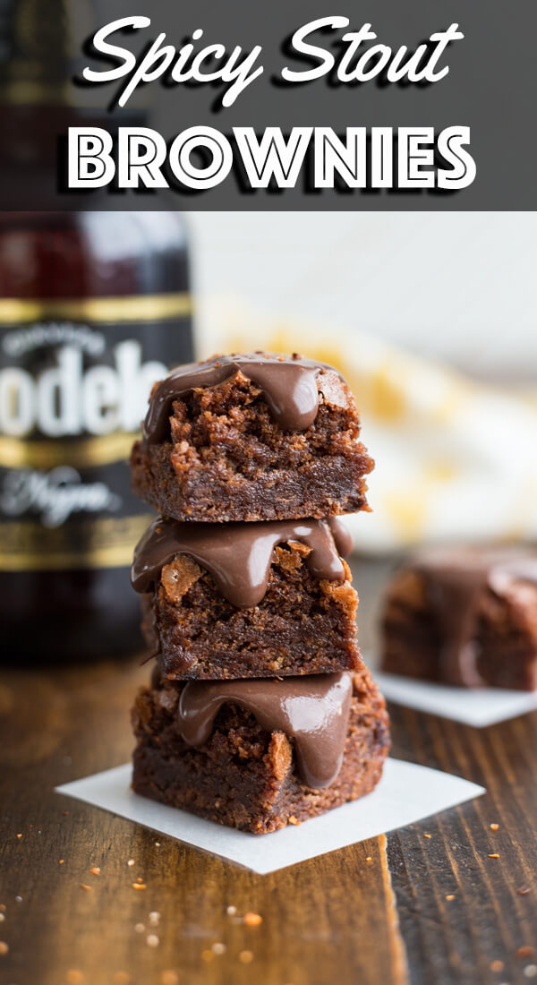 Delicious and rich Spicy Stout Brownies with a really good kick of heat from the cayenne pepper and a light hint of citrus from the chili lime seasoning. | wildwildwhisk.com #ad #CelebratorySips #ModeloSummer #CollectiveBias #brownies #beerbrownies