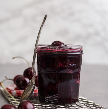 Easy Cherry Compote in a jar