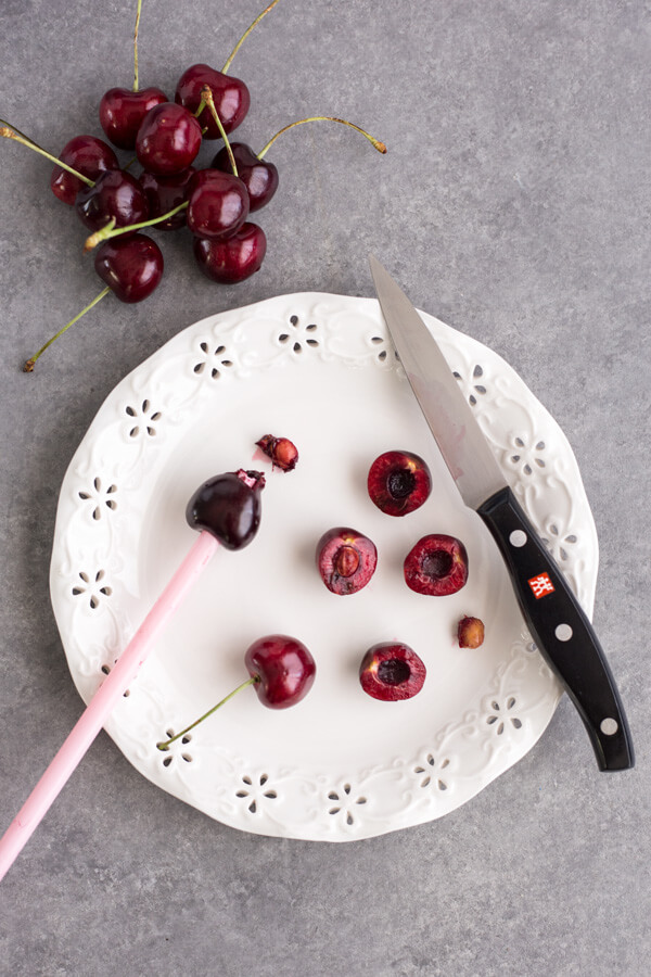 How to pit cherries for Easy Cherry Compote