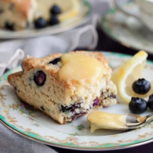 Lemon Blueberry Cream Scones with homemade Lemon Curd