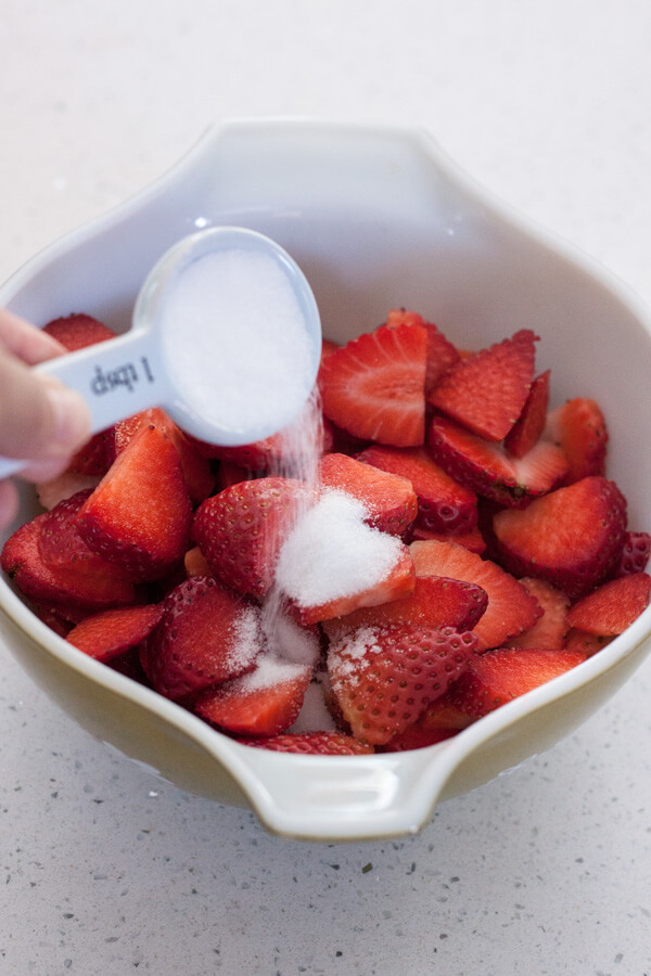 Macerated Strawberries for Chocolate Strawberry Shortcakes