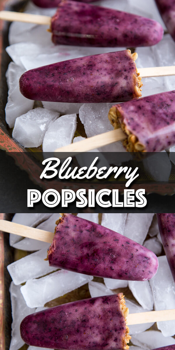 These easy Blueberry Popsicles are made with four ingredients, no refined sugar and take just a few minutes to throw together. | wildwildwhisk.com #blueberry #popsicles #coconutyogurt