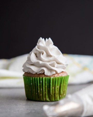 Coconut Whipped Cream on top of a cupcake
