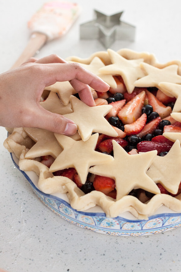 How to make Mixed Berry Pie - assembling top pie crust
