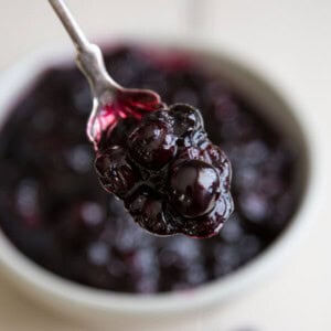 Blueberry Compote on a spoon