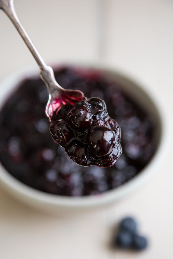 Blueberry Compote on a spoon