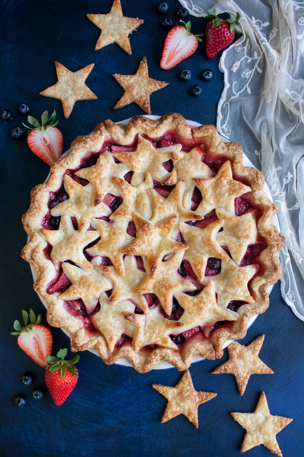 Mixed Berry Pie with strawberries and blueberries