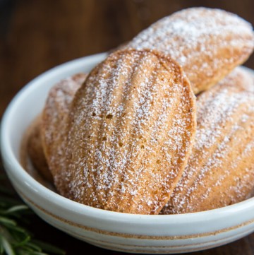 Olive Oil Rosemary Madeleines in a bowl