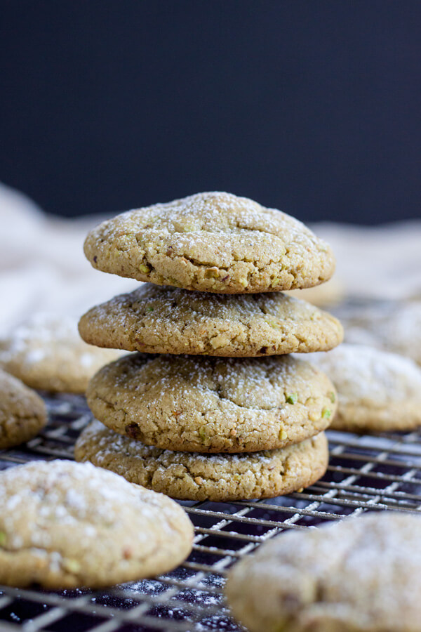 A stack of Pistachio Butter Cookies