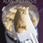 Almond paste on a white spatula.