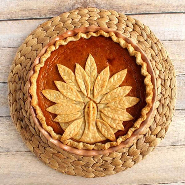 Thanksgiving dinner menu - Turkey crust pumpkin pie from Kudos Kitchen by Renee