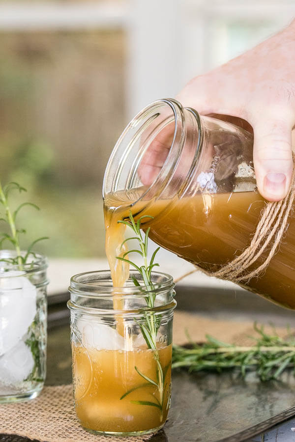 Thanksgiving dinner menu - apple rosemary whiskey cocktail from Sidewalk Shoes