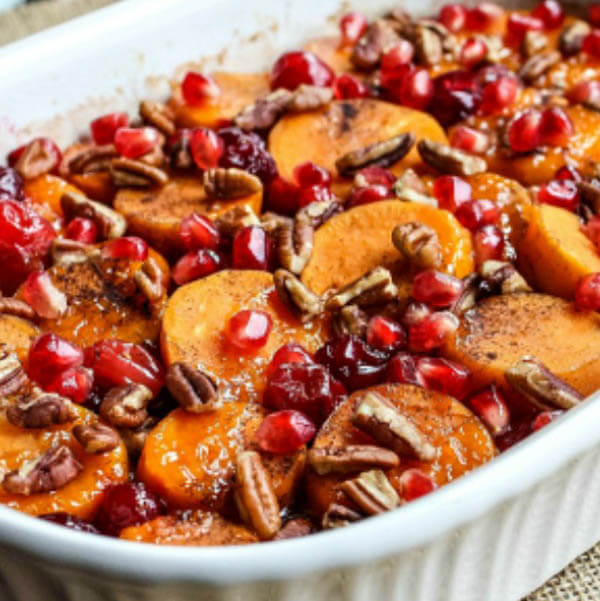 Thanksgiving dinner menu - cranberry sweet potato casserole from Homemade Interest