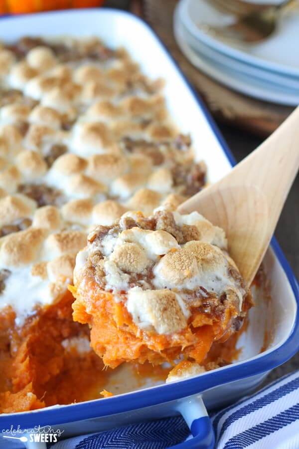 Thanksgiving dinner menu - sweet potato casserole from Celebrating Sweets