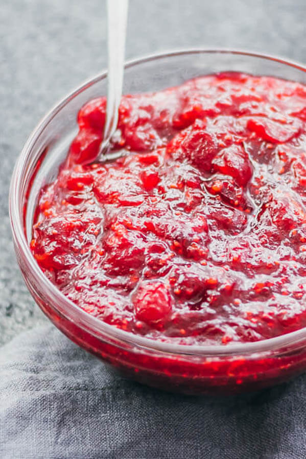 Thanksgiving dinner menu - sugar free cranberry sauce from Savory Tooth