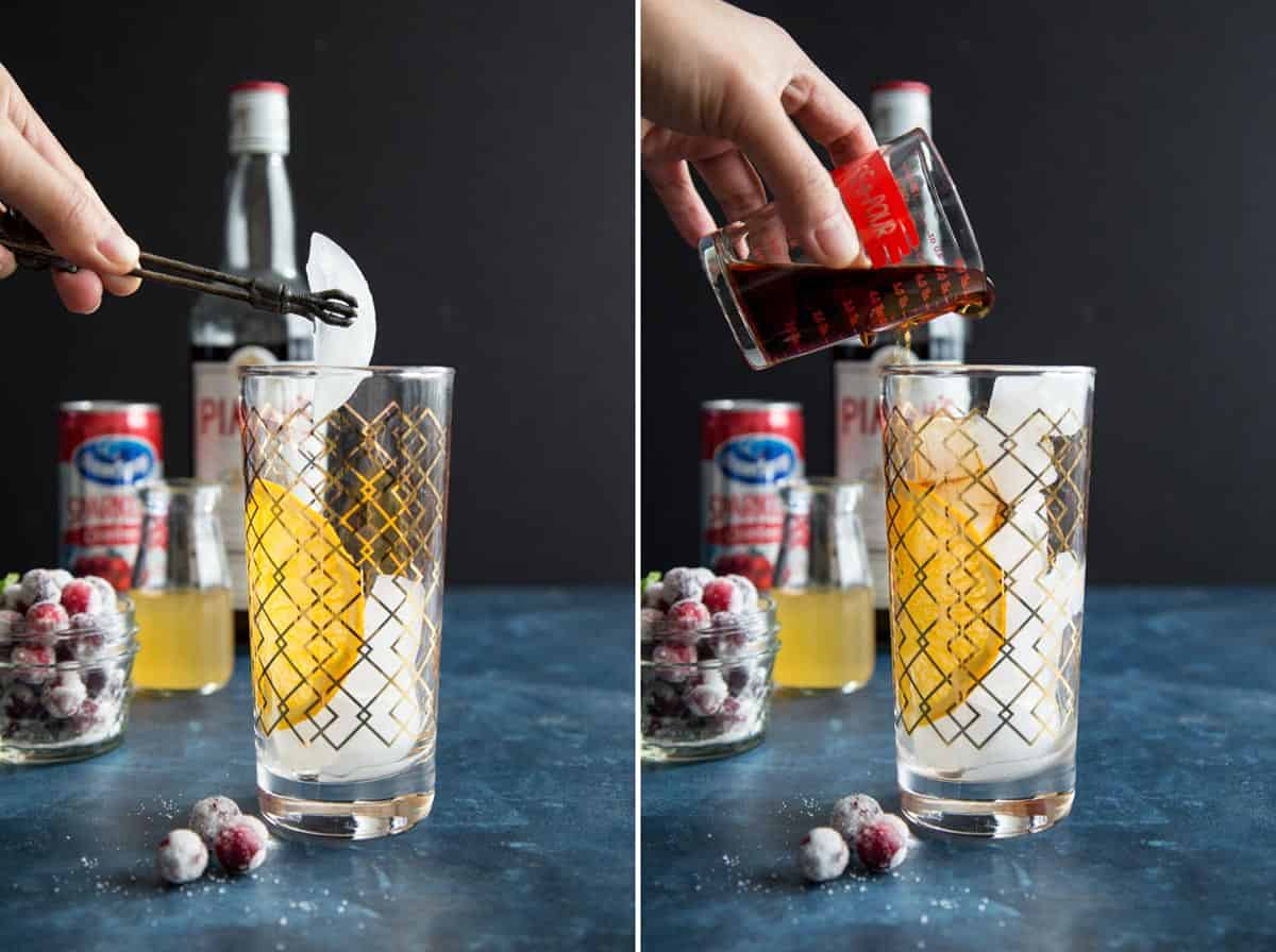 Making Cranberry Pimm's Cup cocktail