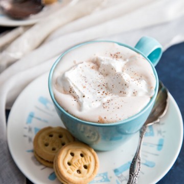 Homemade Hot chocolate with whipped cream and spices