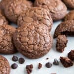 Dark Chocolate Brownie Cookies on a baking sheet.