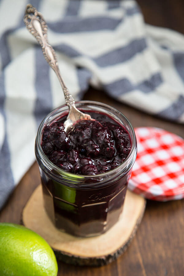 Mixed berry compote in a jar