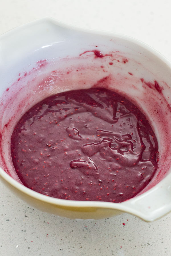 Raspberry Chocolate Truffle filling in a mixing bowl