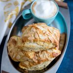Almond scones on a serving plate