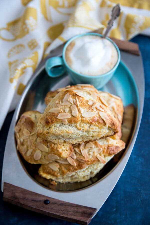 Almond scones on a serving plate