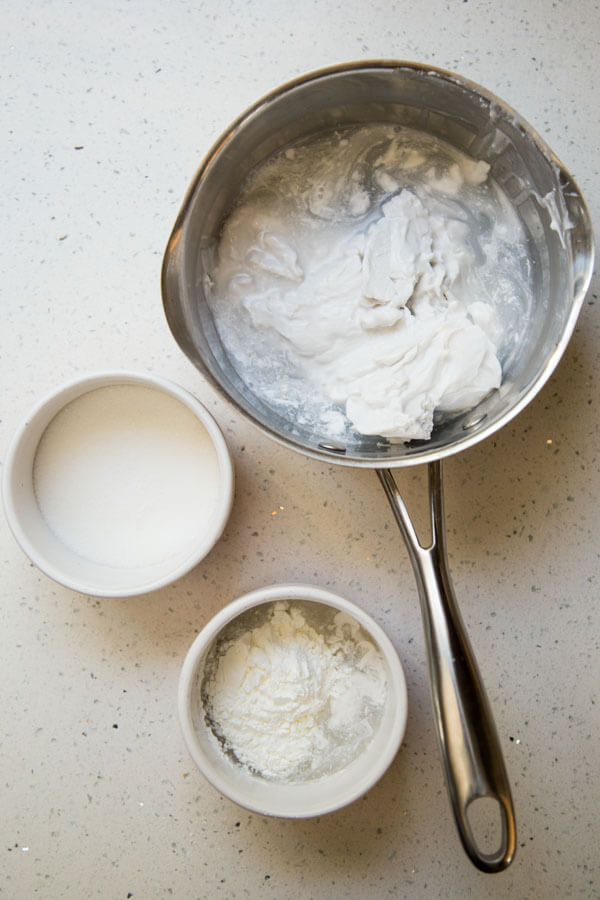 Ingredients for making Haupia on a white counter top