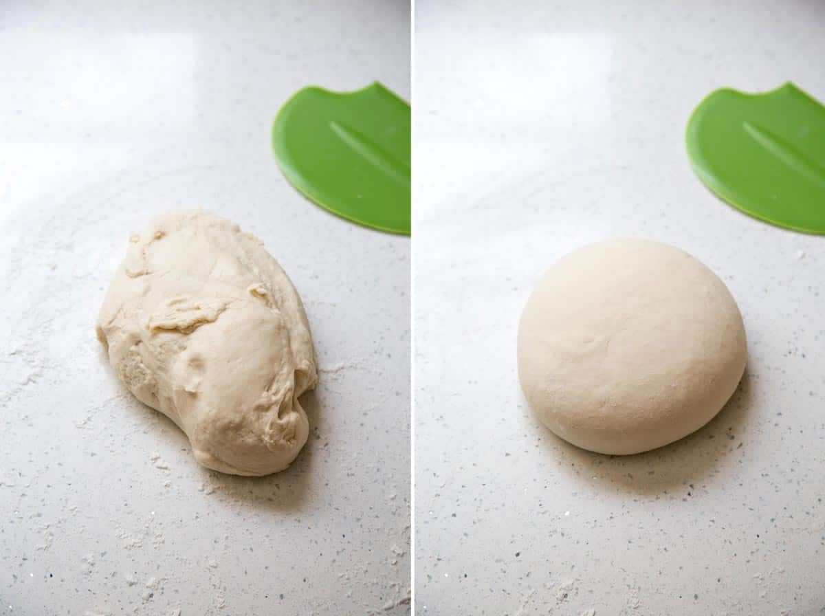 Bread dough shaped into a ball.